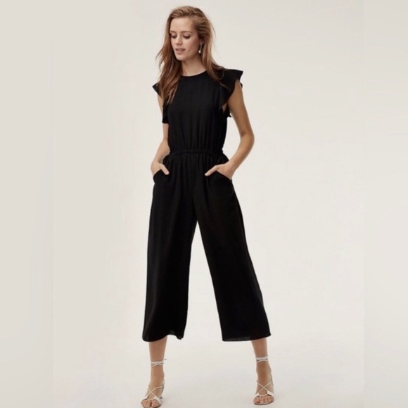 Wilfred Black Ruffle Sleeve Midi Dress, Size Medium - Picture 6 of 7